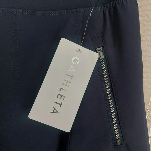 Athleta High Rise Cargo Pants 4 Navy Blue Travel Work Wrinkle Free NEW Pockets - Picture 10 of 12